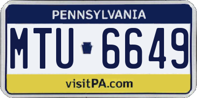 PA license plate MTU6649