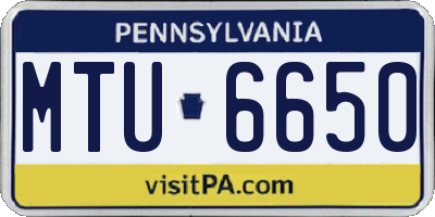 PA license plate MTU6650