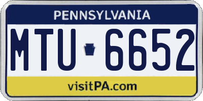 PA license plate MTU6652