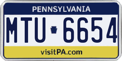 PA license plate MTU6654