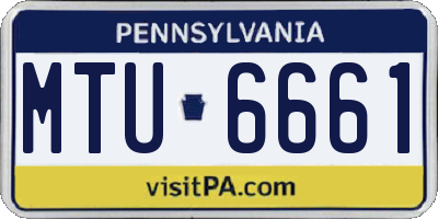 PA license plate MTU6661