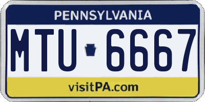 PA license plate MTU6667