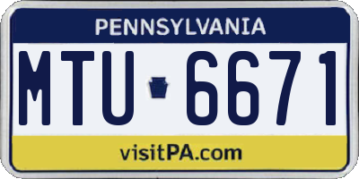 PA license plate MTU6671