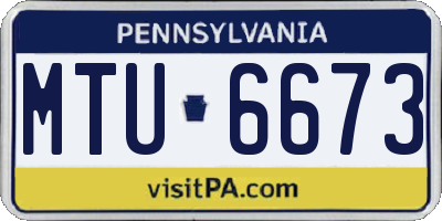 PA license plate MTU6673