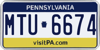 PA license plate MTU6674