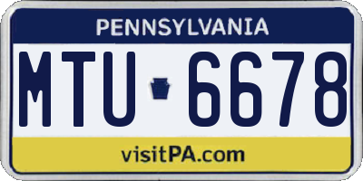 PA license plate MTU6678