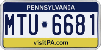 PA license plate MTU6681