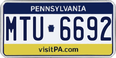PA license plate MTU6692