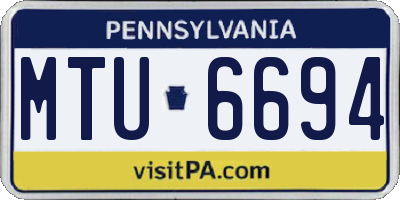 PA license plate MTU6694