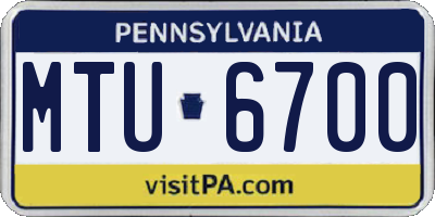 PA license plate MTU6700