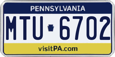 PA license plate MTU6702