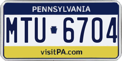 PA license plate MTU6704