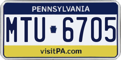 PA license plate MTU6705