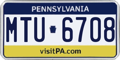 PA license plate MTU6708