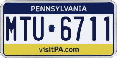 PA license plate MTU6711