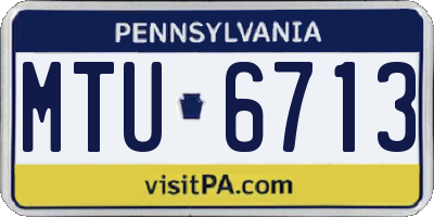 PA license plate MTU6713