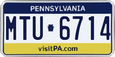 PA license plate MTU6714