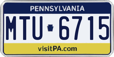 PA license plate MTU6715
