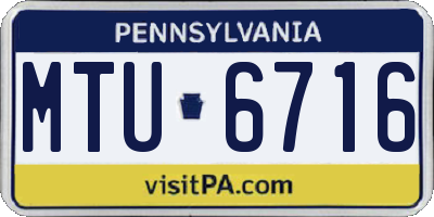 PA license plate MTU6716
