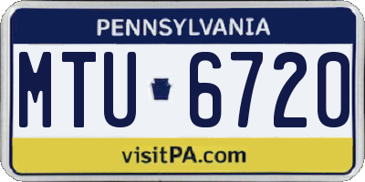 PA license plate MTU6720