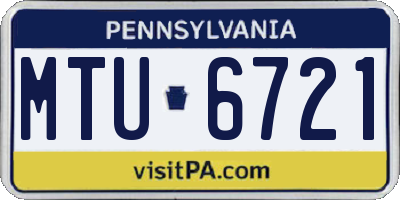 PA license plate MTU6721
