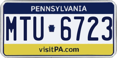 PA license plate MTU6723