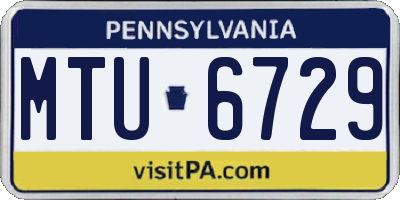 PA license plate MTU6729
