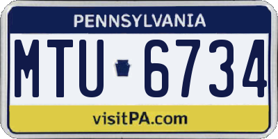 PA license plate MTU6734