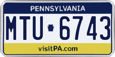 PA license plate MTU6743