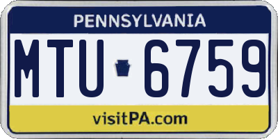 PA license plate MTU6759