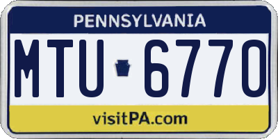 PA license plate MTU6770