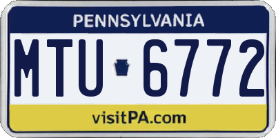 PA license plate MTU6772