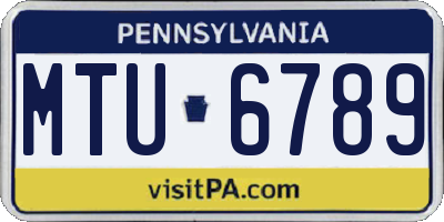 PA license plate MTU6789