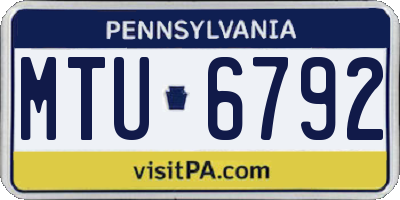PA license plate MTU6792