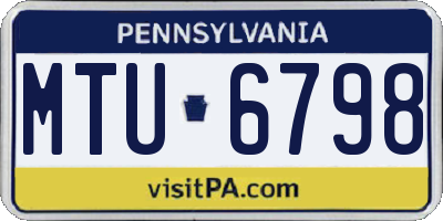 PA license plate MTU6798