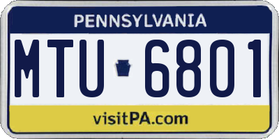 PA license plate MTU6801