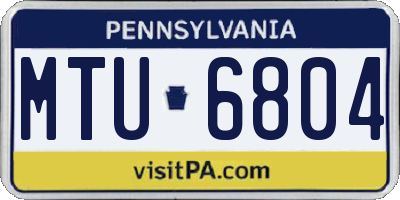 PA license plate MTU6804
