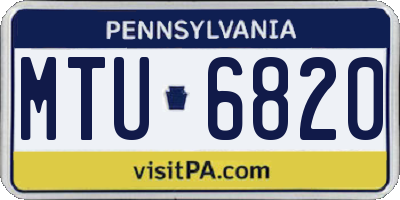 PA license plate MTU6820