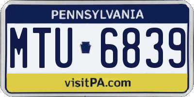PA license plate MTU6839