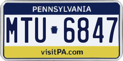 PA license plate MTU6847