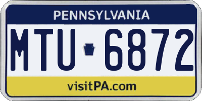 PA license plate MTU6872