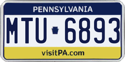 PA license plate MTU6893