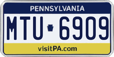 PA license plate MTU6909