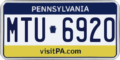 PA license plate MTU6920