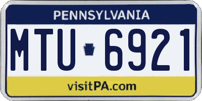 PA license plate MTU6921