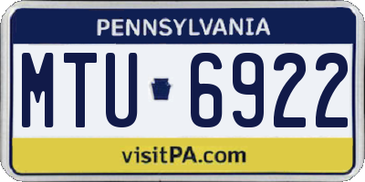 PA license plate MTU6922