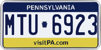 PA license plate MTU6923