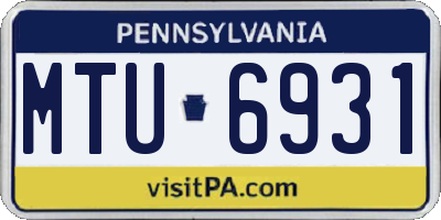 PA license plate MTU6931