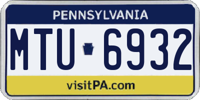 PA license plate MTU6932