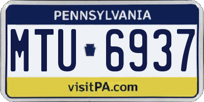 PA license plate MTU6937